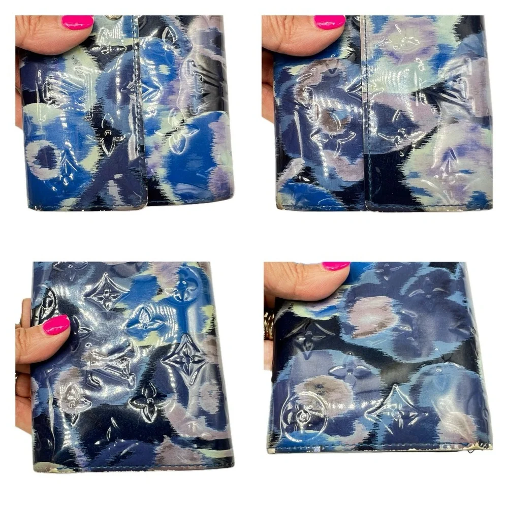 Louis Vuitton Ikat Floral Monogram Vernis Sarah Long Wallet in Grand Bleu
